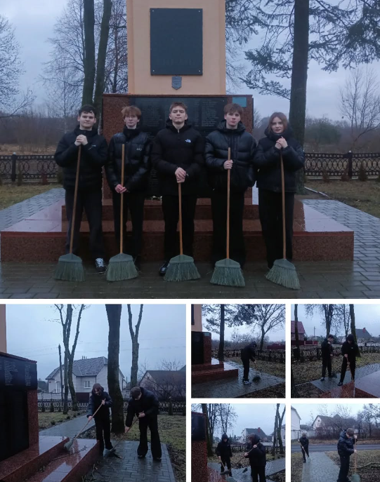 Наведение порядка на памятнике по улице Медведева